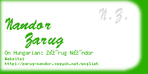 nandor zarug business card